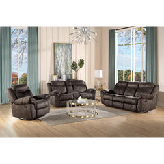 Haven Two Tone Chocolate Velvet 3PCS Recliner Living Room Set
