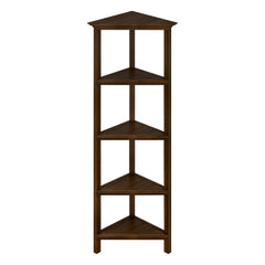 4-Shelf Tall Wood Corner Bookcase with Open Bookshelves, Walnut, 1PC