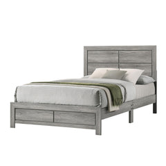 1pc Full Size Rustic Robust Platform Bed Clean-lined Headboard Wood Grain Finish Gray