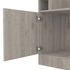 Story Corner Bar Cabinet, Eight Bottle Cubbies, Double Door, Two Open Shelves