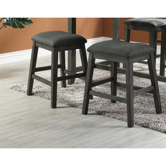 Modern Contemporary Dining Room Furniture Chairs Set of 2 Counter Height High Stools Grey Finish Wooden Foam Cushion Seat