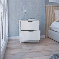 Utopia 2 Drawers Nightstand , End Table, Side Table Pull Out System -White