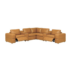 Premium Leather Match Upholstered Large Arms Sectional with Two Recliner Seats