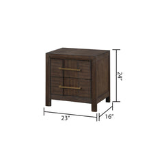 Oasis Modern Style 2-Drawer Nightstand Made with Wood in Walnut