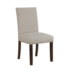Myth Brown Dining Chairs Set of 2, Full Upholstered Comfort Seat Back Nailhead Trim Wooden Dining Furniture