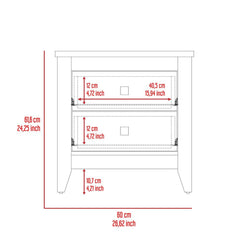 Halo Nightstand , End Table, Side Table Two Shelves, Four Legs -Black