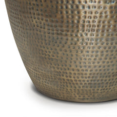 Hera 22 inch Wide Metal Side Table in Antique Gold