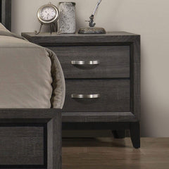 Aura Tone Design 1pc Nightstand Two Drawers Wooden Legs Gray Finish Bedroom Furniture