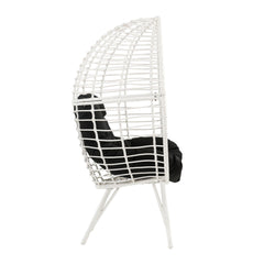 Vault Black Fabric & White Wicker Patio Lounge Chair