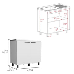 Saturn 2 Piece Kitchen Set, Wall Cabinet + Utility Sink, White