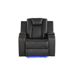 WALTZ LED & Power Recliner Chair Made With Faux Leather in Gray