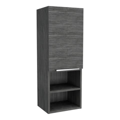 Display Single Door Cabinet 32" H, Two External Shelves, Two Interior Shelves, Smokey Oak