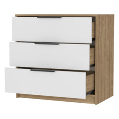 Lyra 3 Drawers Dresser, Superior Top -White / Pine