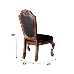 Epimetheus Black Synthetic Leather & Cherry Finish De Ville Side Chair (Set of 2)
