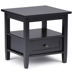 Warm Shaker Solid Wood 20 inch Wide Transitional End Table in Black