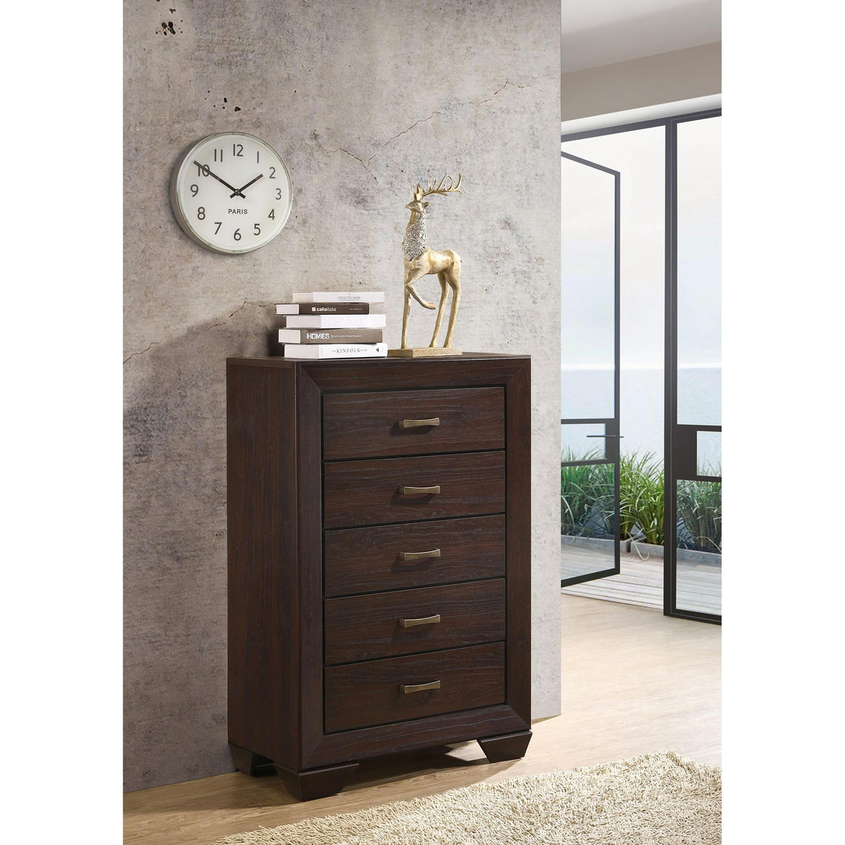 Asteroid Dark Cocoa 5-Drawer Chest