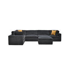 Coffee Bean Like Upholstery Full Compressed Modular Sectional with Toss Pillows