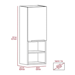 Legend Bathroom Cabinet, Two Interior Shelves, Two External Shelves, Single Door Cabinet -Black