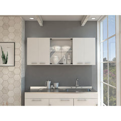 Archive 150 Wall Cabinet With Glass, Four Interior Shelves, Two Double Door -White