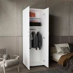 Symphony Armoire, Two Interior Shelves, Rod, Double Door, White
