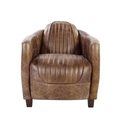 Poseidon Retro Brown Grain Leather & Aluminum Chair