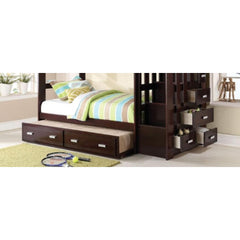 Saga Espresso Finish Twin/Twin Bunk Bed W/Trundle & Storage