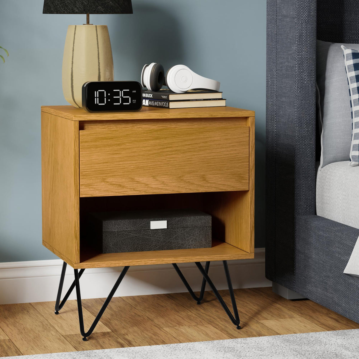 Nova 20 inch Wide Nightstand in Oak Veneer