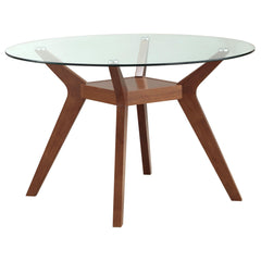 Museum Brown 5-piece Round Glass Top Dining Table Set