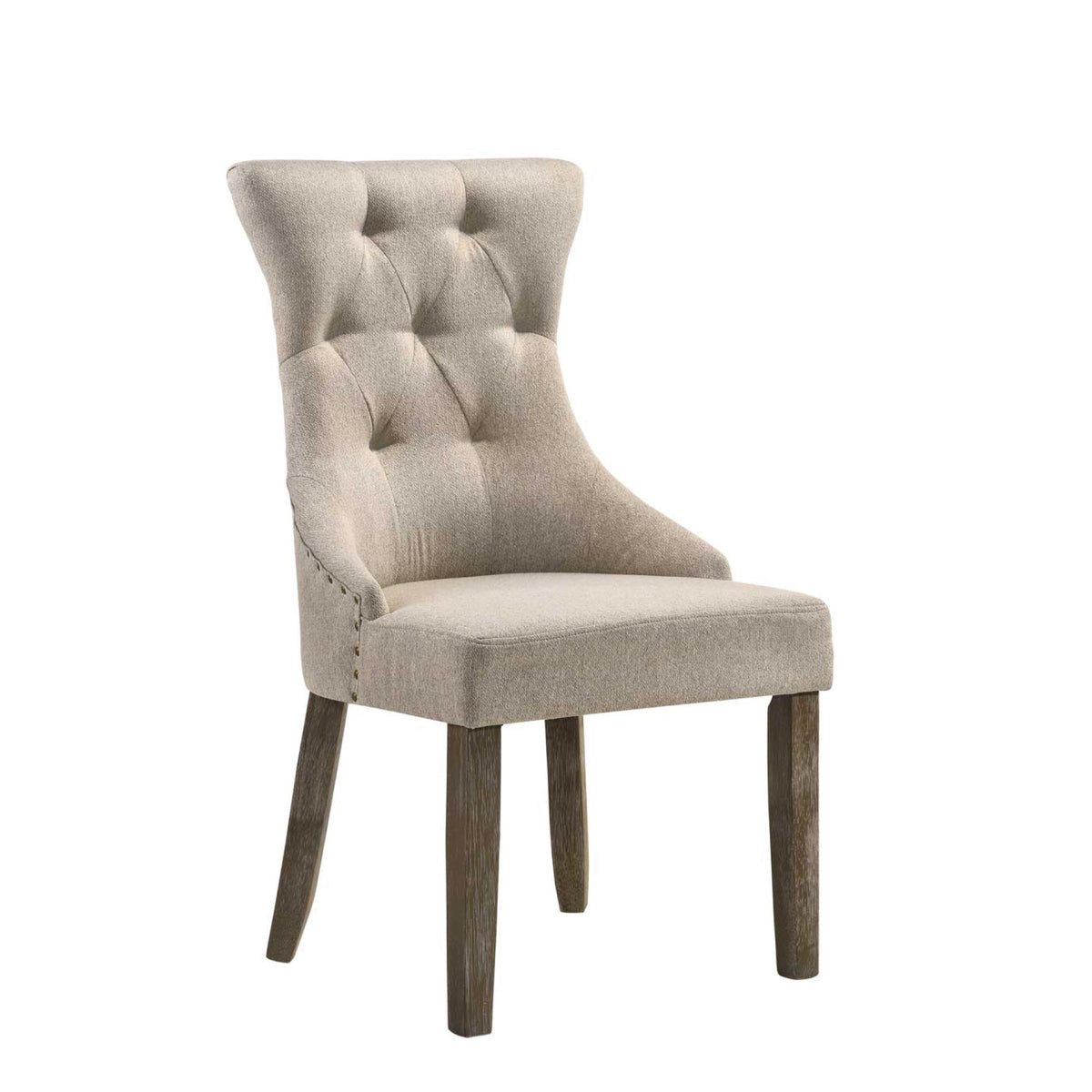 Theseus Two-tone Beige Fabric & Reclaimed Gray Finish Side Chair (Set of 2)
