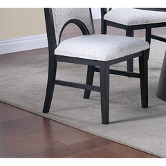 White Fabric Soft Cozy Texture 2pc Dining Chairs Upholstered Seat Back Unique Arched Cutout Chair