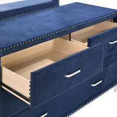 Hades Pacific Blue 6-drawer Upholstered Dresser