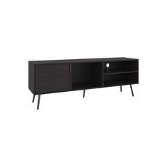 Oasis 63" Wide Tv Stand with One Cabinet, Three Open Shelves, Cable Management, Living Room, Tv Room Black Wengue