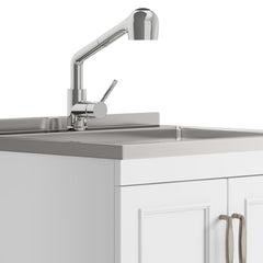 Asgard - 28" Laundry Cabinet with Faucet and Stainless Steel Sink - White