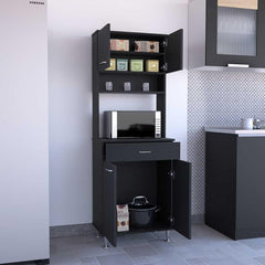 Epimetheus 60 Kitchen Pantry with Countertop, Closed & Open Storage -Black