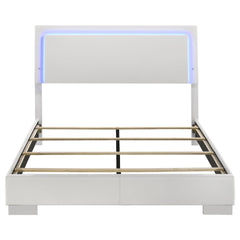 Achilles & Bolton White High Gloss Wood Queen LED Panel Bed