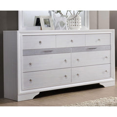 Contemporary 1pc Dresser Hidden Jewelry Drawer English Dovetail Silver Accents Round Knobs White Color Bedroom Furniture