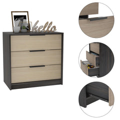 Lyra 3 Drawers Dresser, Superior Top -Black / Pine