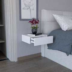 Galaxy Floating Nightstand , End Table, Side Table Wall-Mounted with Drawer -White -Bedroom