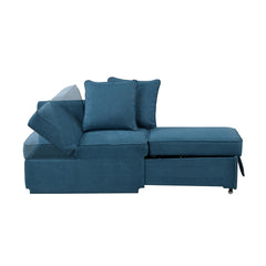 Convertible Chair 1pc Living Room Furniture Blue Fabric Adjustable Headrest Pillows Functional Chair
