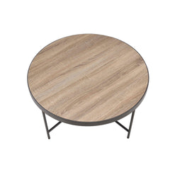 Industrial Style Round Coffee Table 1pc Metal Finish Living Room Furniture, Crossbar Metal Support