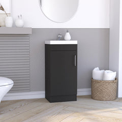 Orestes Bathroom Vanity Sink, Metal Handle, Single Door Cabinet -Black