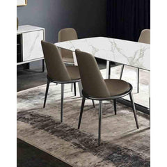 Contemporary Style 2pc Side Chair Upholstered Round Chair Fabric Seat Silver And Taupe Finish