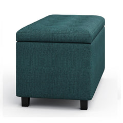 Gallery 34 inch Wide Storage Ottoman in Teal Polyester Fabric