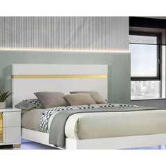 White 1pc Queen Size Bed Underbed LED Modern Bedroom Furniture Acrylic Trim Mattress Ready Bedframe