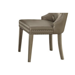 Aria Champagne Synthetic Leather & Champagne Finish Side Chair (Set of 2)