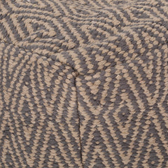 Summit Hand - Loomed Cotton Pouf, Dark Grey and Brown
