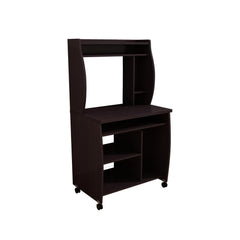 Polyxena cart computer cart utility cart with hutch shelves spice rack mobile on locking castors red cocoa espresso
