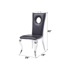 Zenith Black Synthetic Leather & Stainless Steel Side Chair (Set of 2)