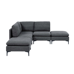 Linen Upholstered Modular Sectional with Metal Legs