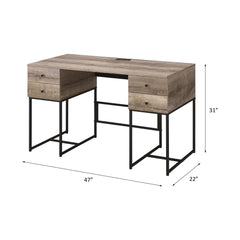 Nova Rustic Oak & Black Finish Wirting Desk w/ USB Port